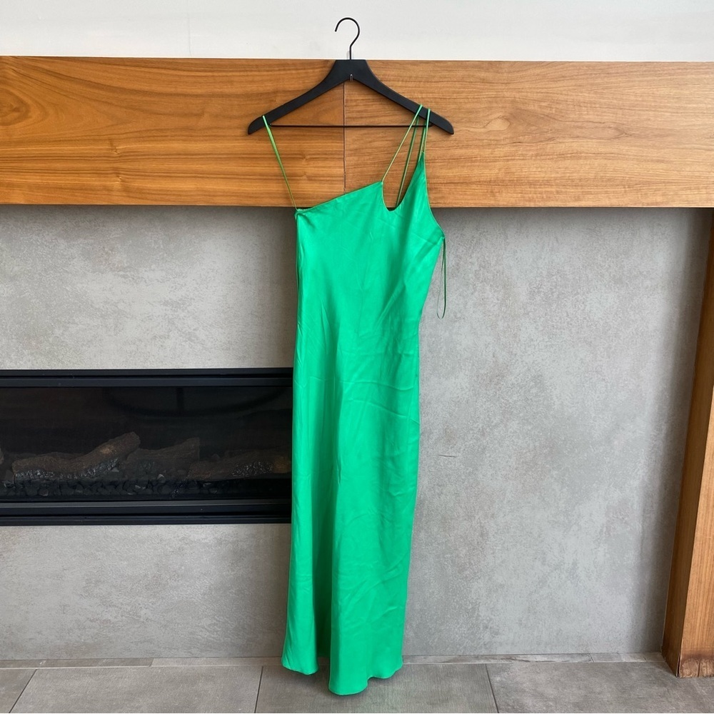 MANGO Asymmetrical Satin Dress, Size M - Picture 8 of 15